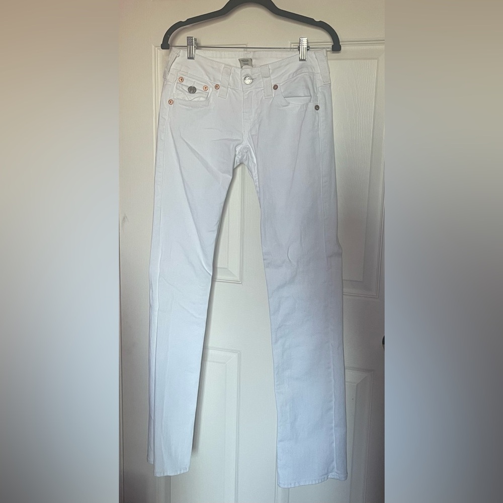 True Religion white straight leg jeans